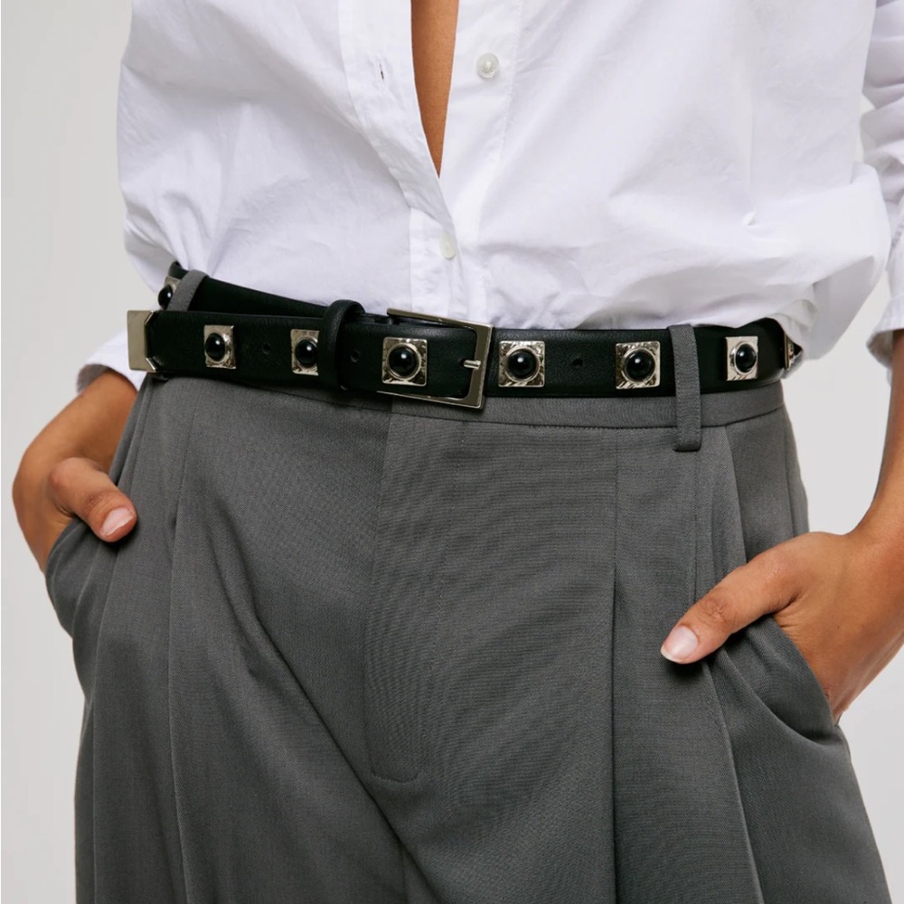 AUREUM Black and Silver Women's Belt - Picture 2 of 11